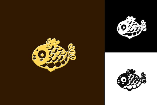 PSD taiyaki food icon with a fish shaped pastry filled with a sw flat illustration food vector design