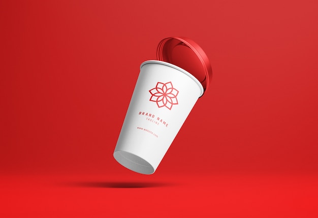 Take away paper coffee cup mockup perspective view