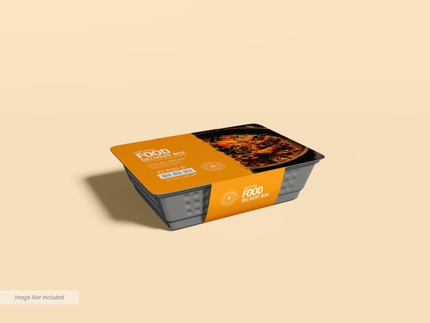 Takeaway Food Delivery Container with paper Sleeve Branding Mockup