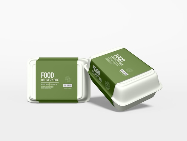 Takeaway Food Delivery Container with paper Sleeve Branding Mockup