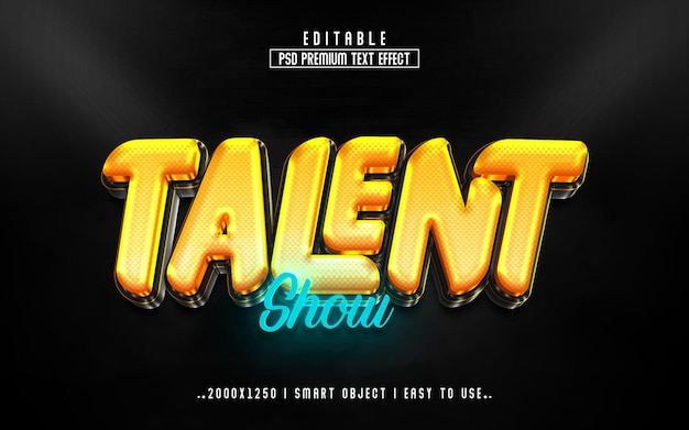 Talent Show 3d editable template text effect