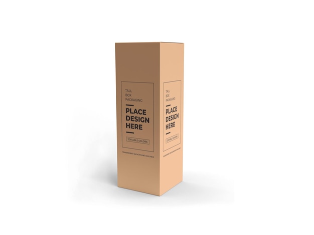 PSD tall box packaging mockup isolated