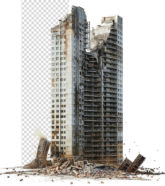 PSD tall buildings postapocalyptic destroyed and vfx dramatic isolated