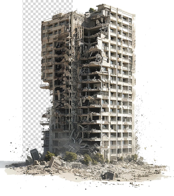 tall buildings postapocalyptic destroyed and vfx dramatic isolated