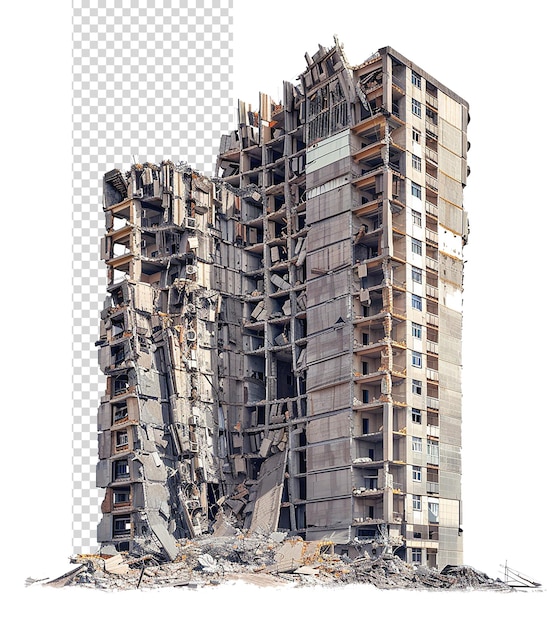 tall buildings postapocalyptic destroyed and vfx dramatic isolated