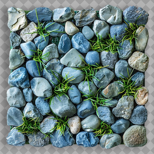 Tall Fescue Turf Type With Multicolored Stone Pebbles and Bl PNG Green Texture Background