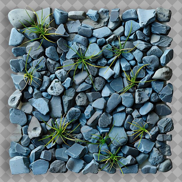 Tall Fescue Turf Type With Multicolored Stone Pebbles and Bl PNG Green Texture Background