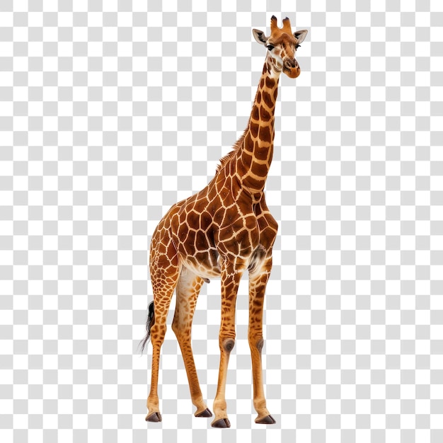 Tall giraffe with checkered background