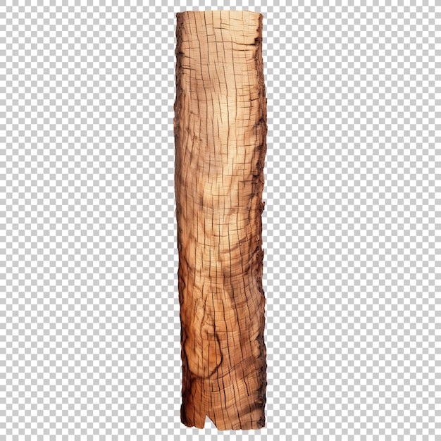 PSD tall wooden log with natural texture isolated on transparent background