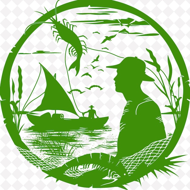 PSD tamaulipas revolt with a fishing badge featuring a fisherman mexico culture symbol designs