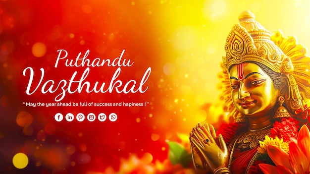 Tamil New Year Puthandu Social Media Post with festive elements