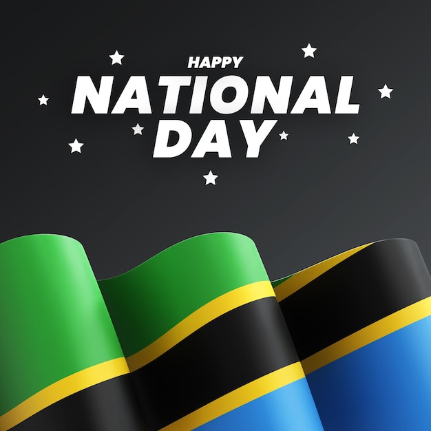 PSD tanzania flag design national independence day banner editable text and background