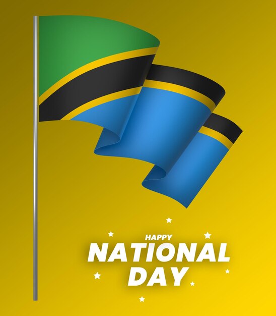 PSD tanzania flag element design national independence day banner ribbon psd