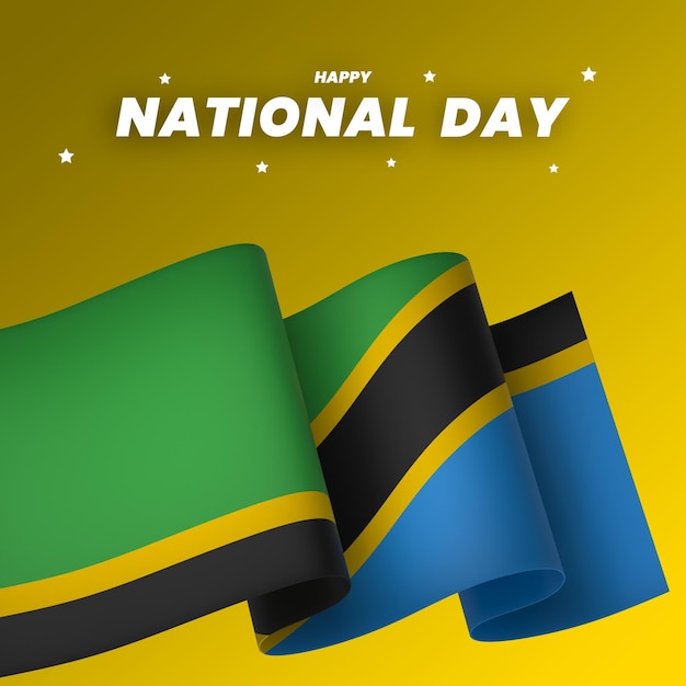 PSD tanzania flag element design national independence day banner ribbon psd