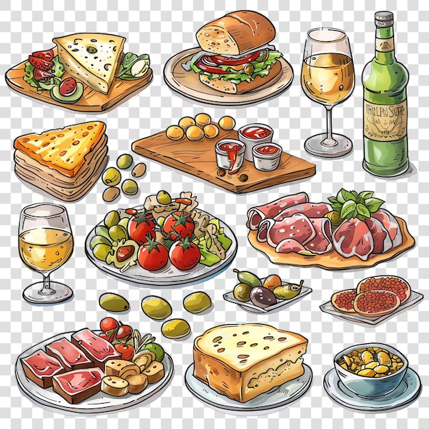 PSD tapas transparent background watercolor clipart