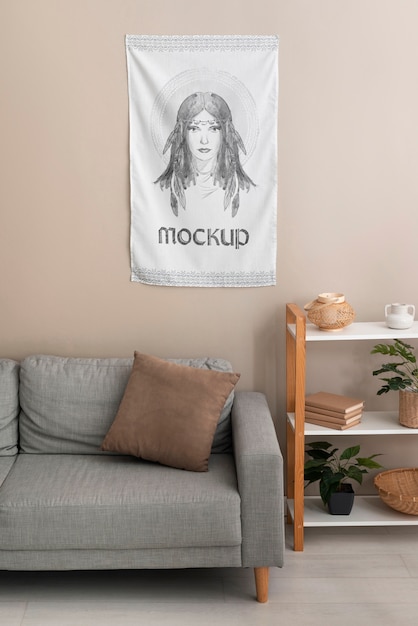 Tapestry on wall mockup