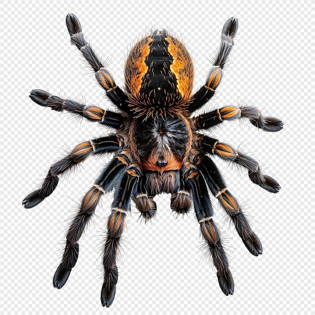 PSD tarantula spider on isolated transparent background