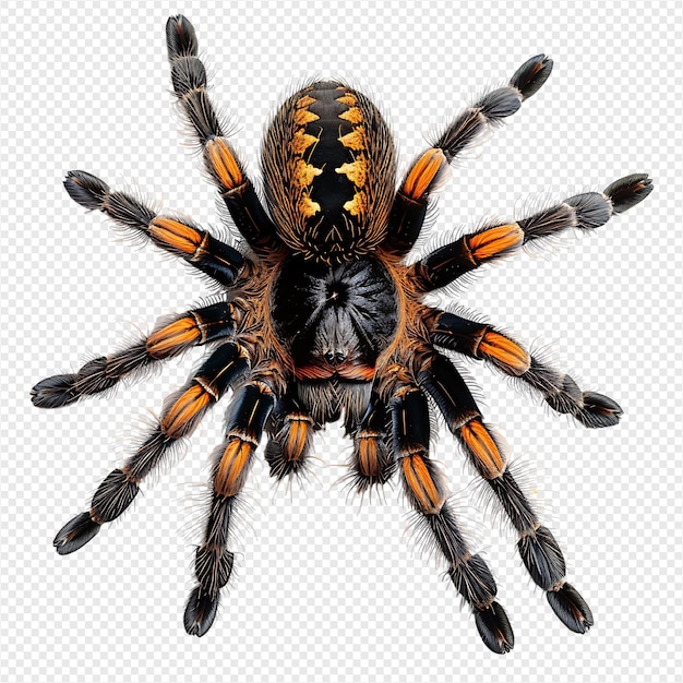 PSD tarantula spider on isolated transparent background