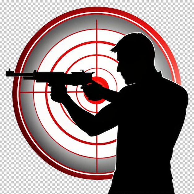 target shooting with silhouette man on transparent background