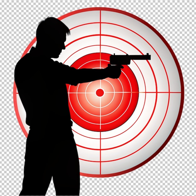 target shooting with silhouette man on transparent background