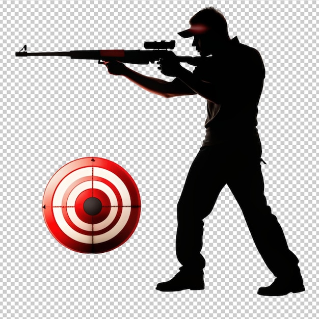 target shooting with silhouette man on transparent background