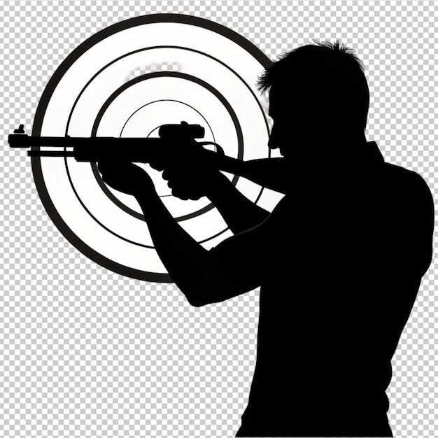 PSD target shooting with silhouette man on transparent background