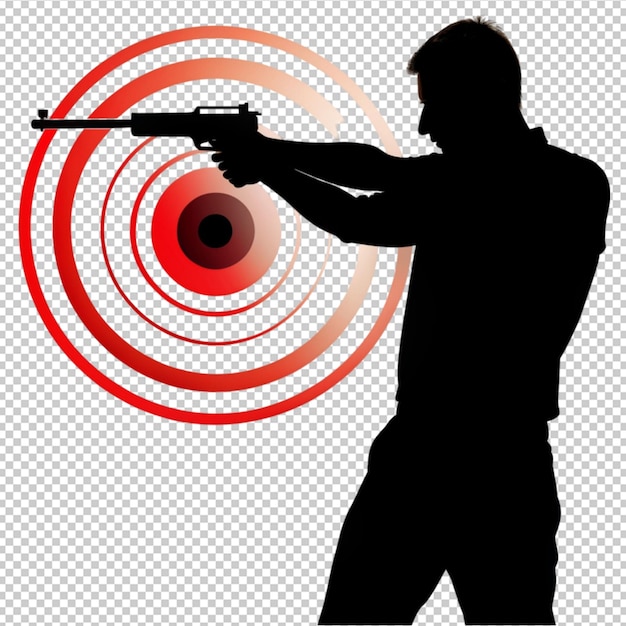 target shooting with silhouette man on transparent background