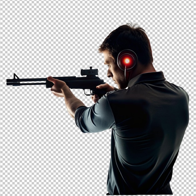 target shooting with silhouette man on transparent background