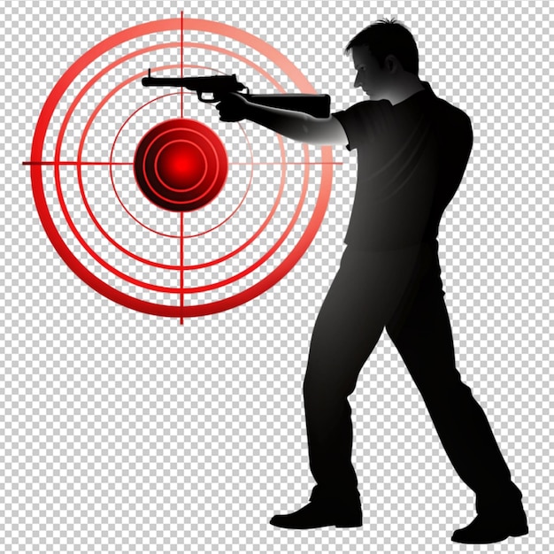 target shooting with silhouette man on transparent background