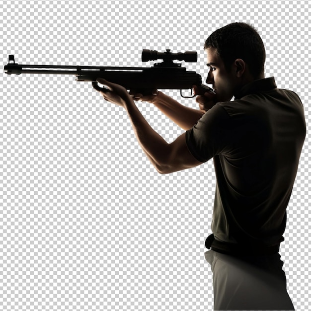 target shooting with silhouette man on transparent background