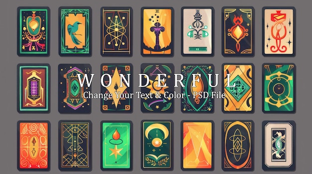 Tarot Cards Set Mystical Illustrations