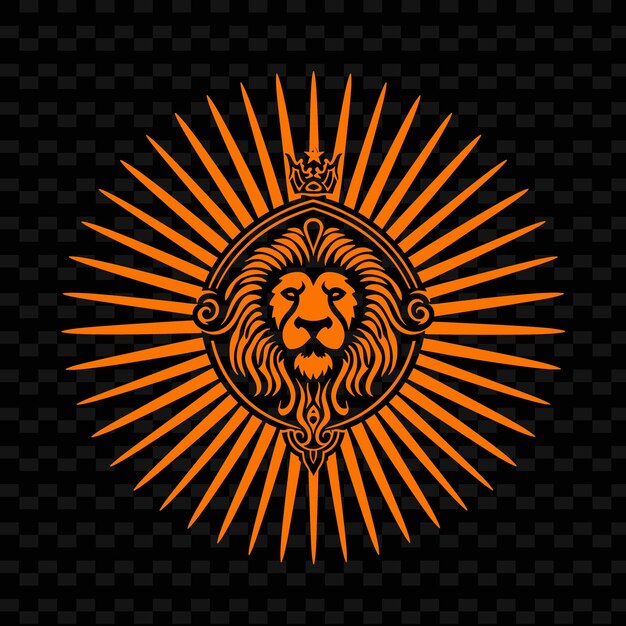 PSD tart apricot crest logo with sunburst pattern and regal lion creative and minimalist vector designs