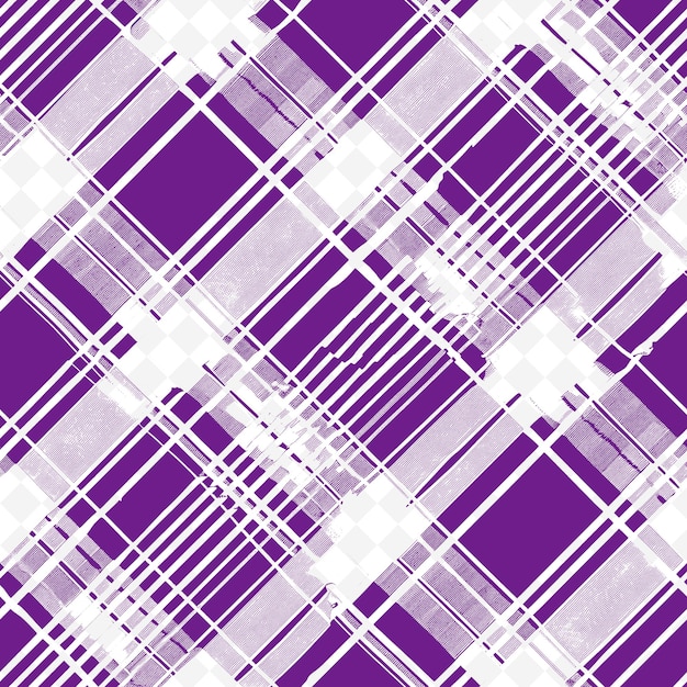 Tartan Checked Pattern With Checkered Icon and Intersecting Nature Inspired Abstract Outline Art