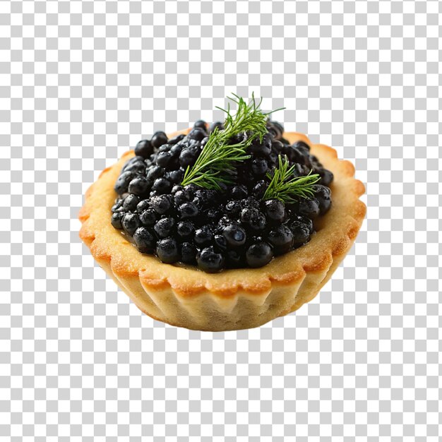 PSD tartlets with black caviar isolated on transparent background