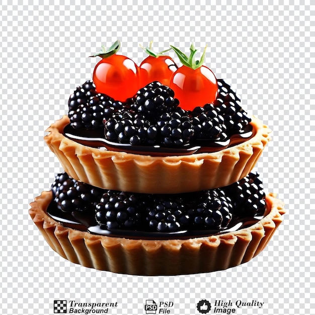 PSD tartlets with black caviar isolated on transparent background