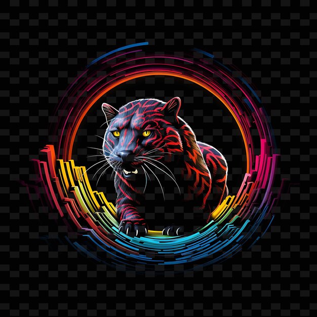 Tasmanian Devil Wild Outback Spiraling Neon Lines Rocky Terr Shape Y2K Neon Light Art Collections