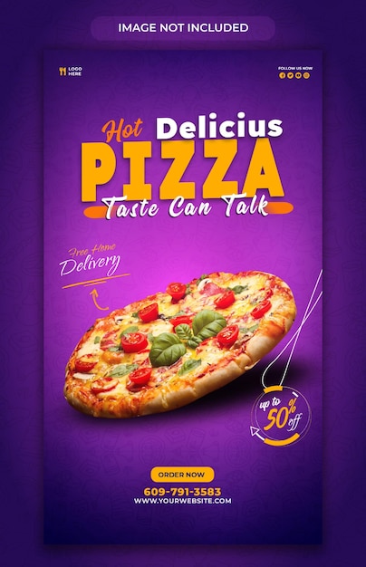 Taste can talk hot and delicious pizza and food menu instagram story design template