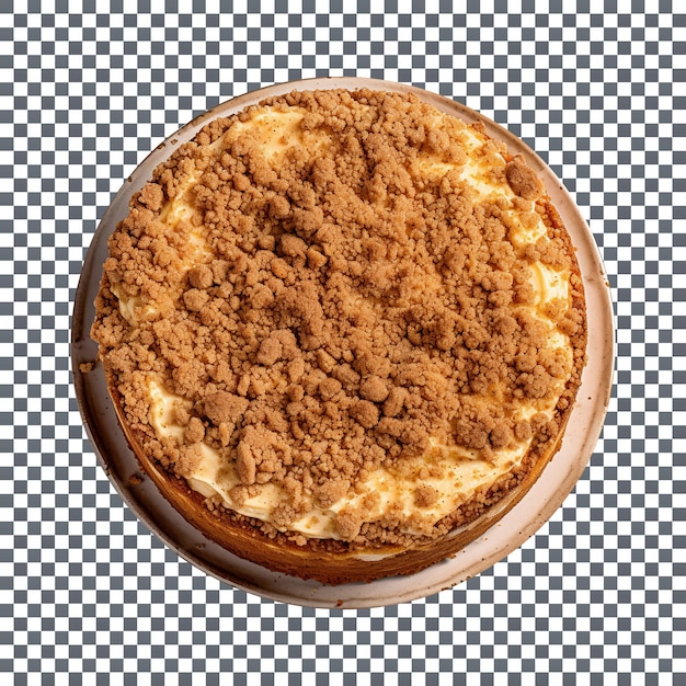 Tastily coffee cake top view isolated on transparent background