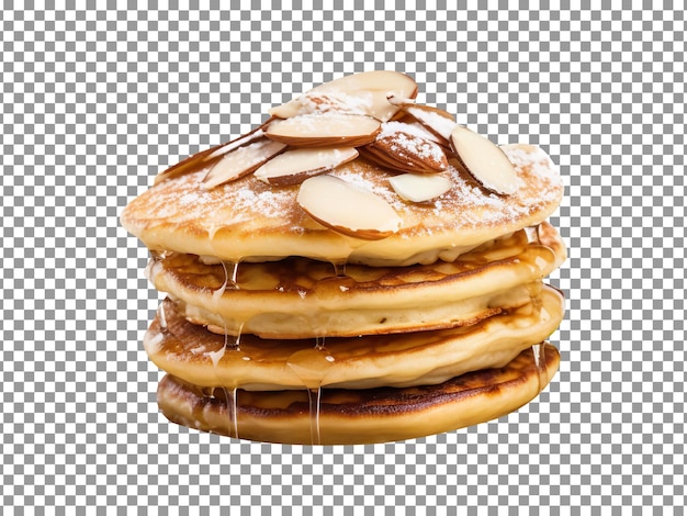 Tasty almond pancakes isolated on transparent background