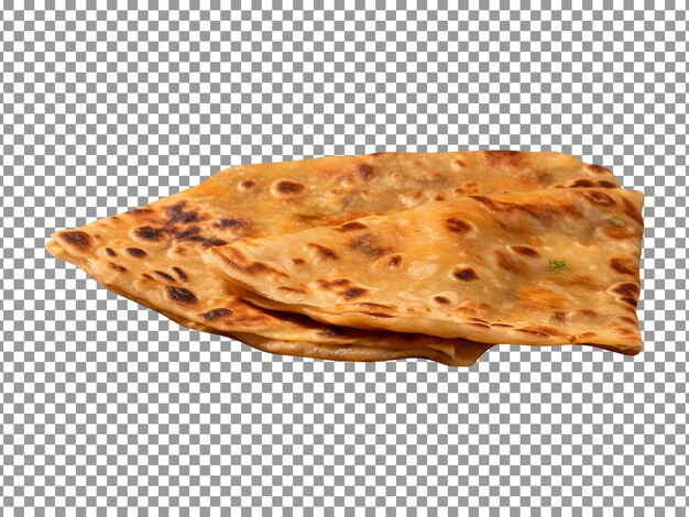 PSD tasty aloo or potato paratha isolated on transparent background