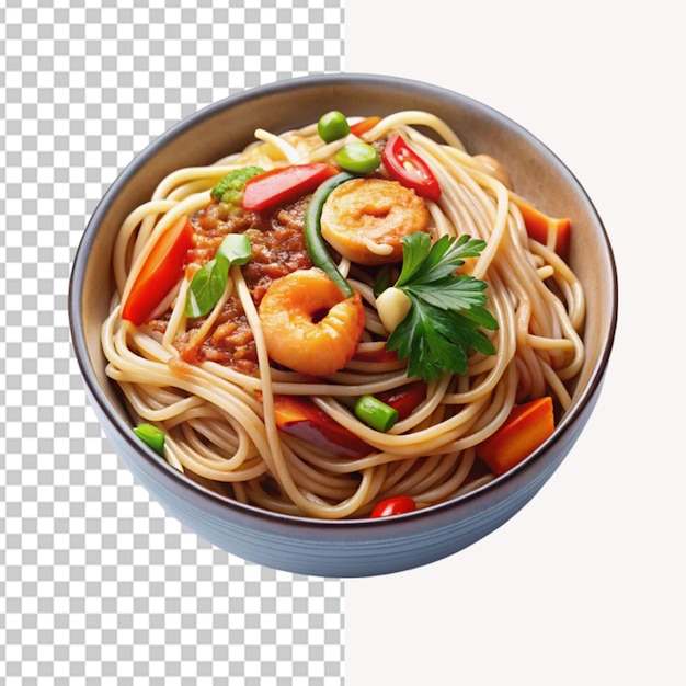 Tasty asian food noodle on transparent background