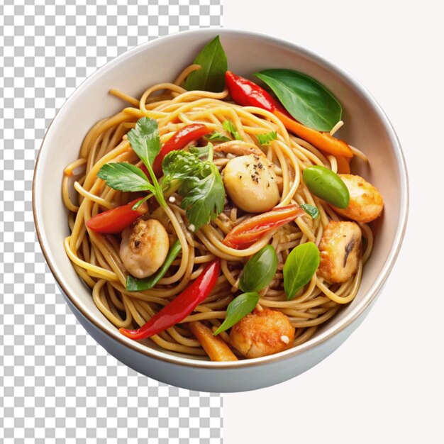 Tasty asian food noodle on transparent background