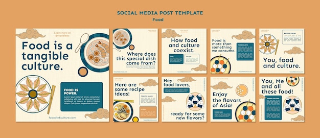 Tasty asian food social media posts template