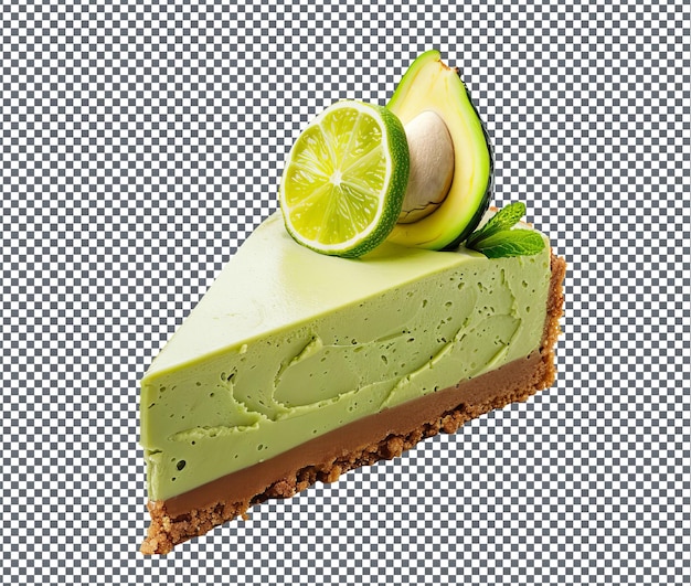 PSD tasty avocado lime cheesecake isolated on transparent background