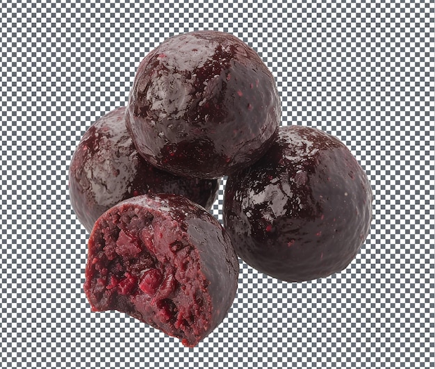 Tasty Bamenda Beetroot Brownie Bliss Balls isolated on transparent background