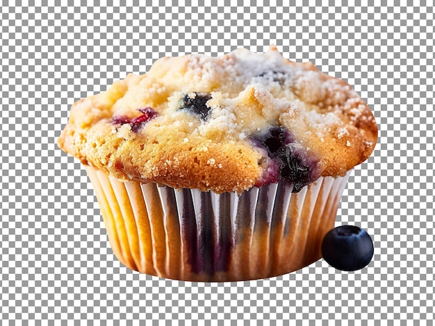 Tasty blueberry muffin isolated on transparent background