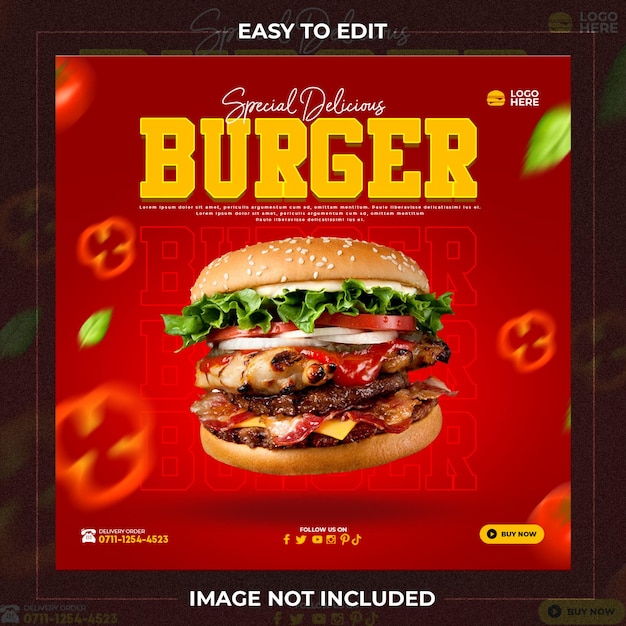 Tasty Burger promotion social media template