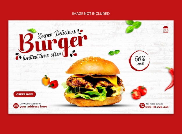 tasty burger social media web banner design