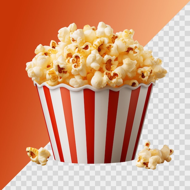 tasty caramel glazed popcorn isolated on transparent background