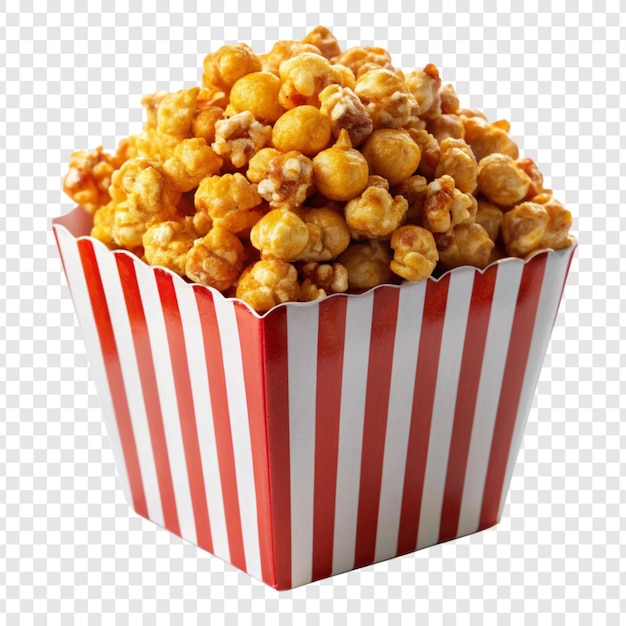 PSD tasty caramel glazed popcorn isolated on transparent background